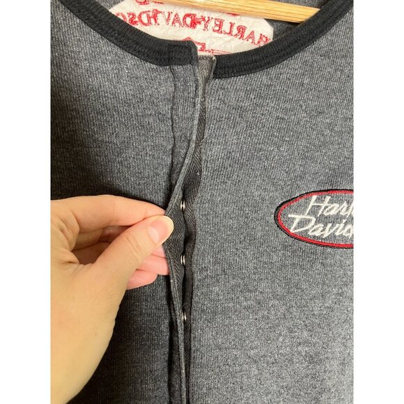 VTG Y2K Harley Davidson Women's 3/4 Sleeve Snap Button Shirt Lansing Michigan - Picture 2 of 8